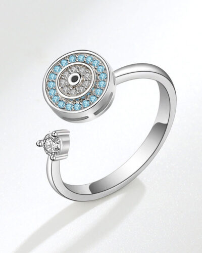 S925 Sterling Silver Evil Eye Open Spinner Ring Adjustable