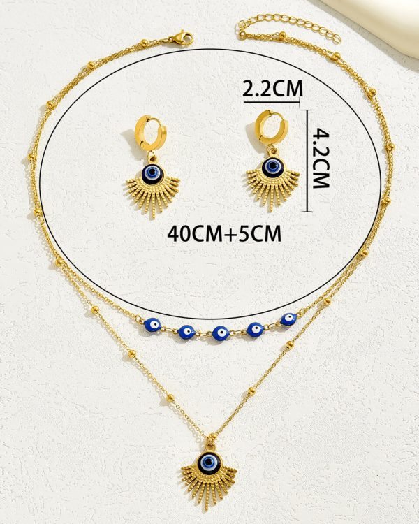 Trendy Lucky Pendant Necklace Evil Eye Earring Set Gift 3