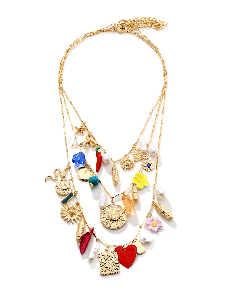 Vintage Bohemian Charm Chain 3-Layered Pendant