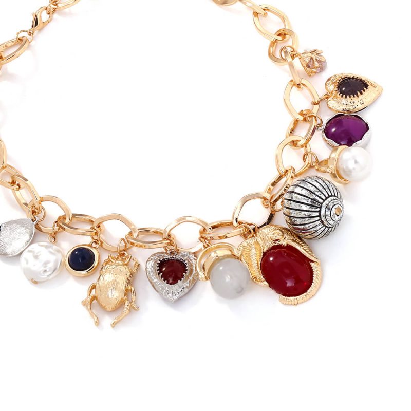 Vintage Chunky Gold Silver Alloy Charm Choker for Women 5