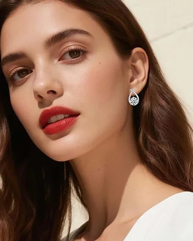 Alternative view of Elegant Mermaid Tail 1CT Moissanite Stud Earrings Gold Silver