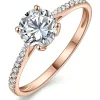 3CT Round Diamond Engagement Rings Rose Gold For Women