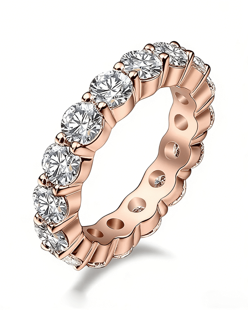 Diamond Proposal Ring Rose Gold Eternity Wedding Band