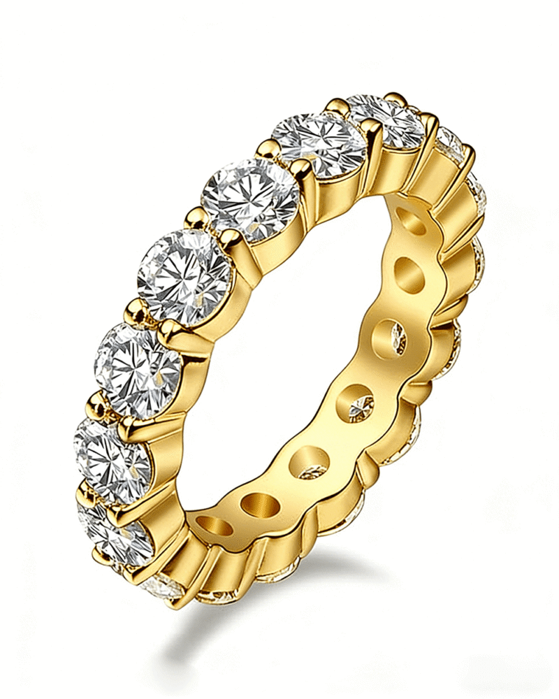 Diamond Proposal Ring Yellow Gold Eternity Wedding Band