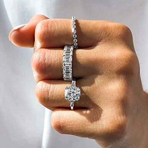 Emerald Cut Moissanite Engagement Rings 3