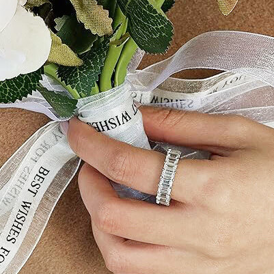 Emerald Cut Moissanite Engagement Rings 4