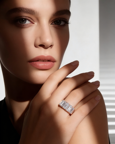 Emerald Cut Moissanite Eternity Band 1