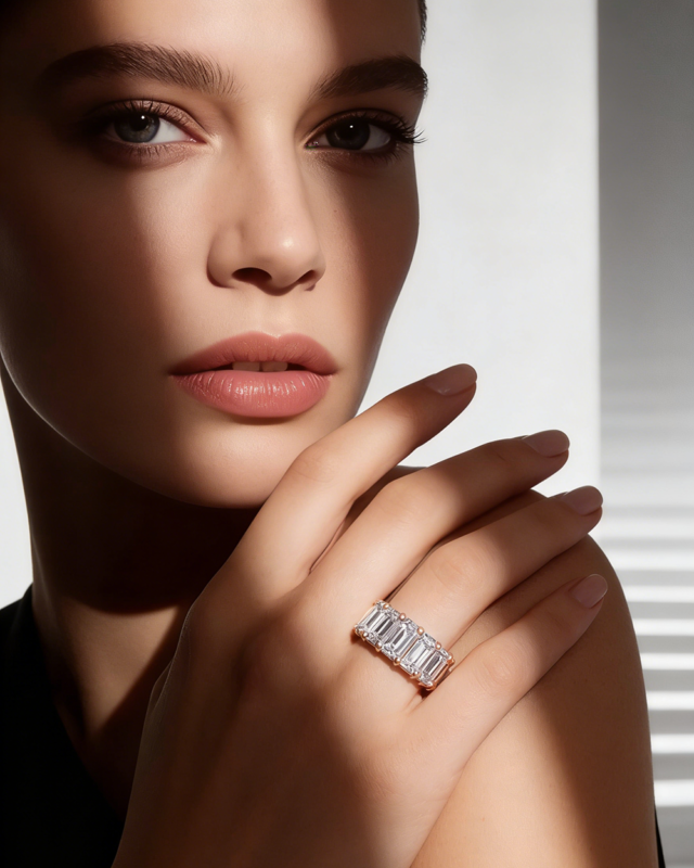 Emerald Cut Moissanite Eternity Band 1