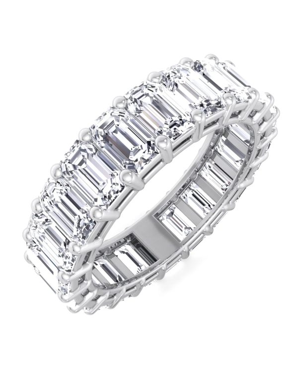 Emerald Cut Diamond Eternity Band 18K White Gold