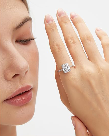 Alternative view of Radiant Lab Grown Diamond Rings K Gold Engagement