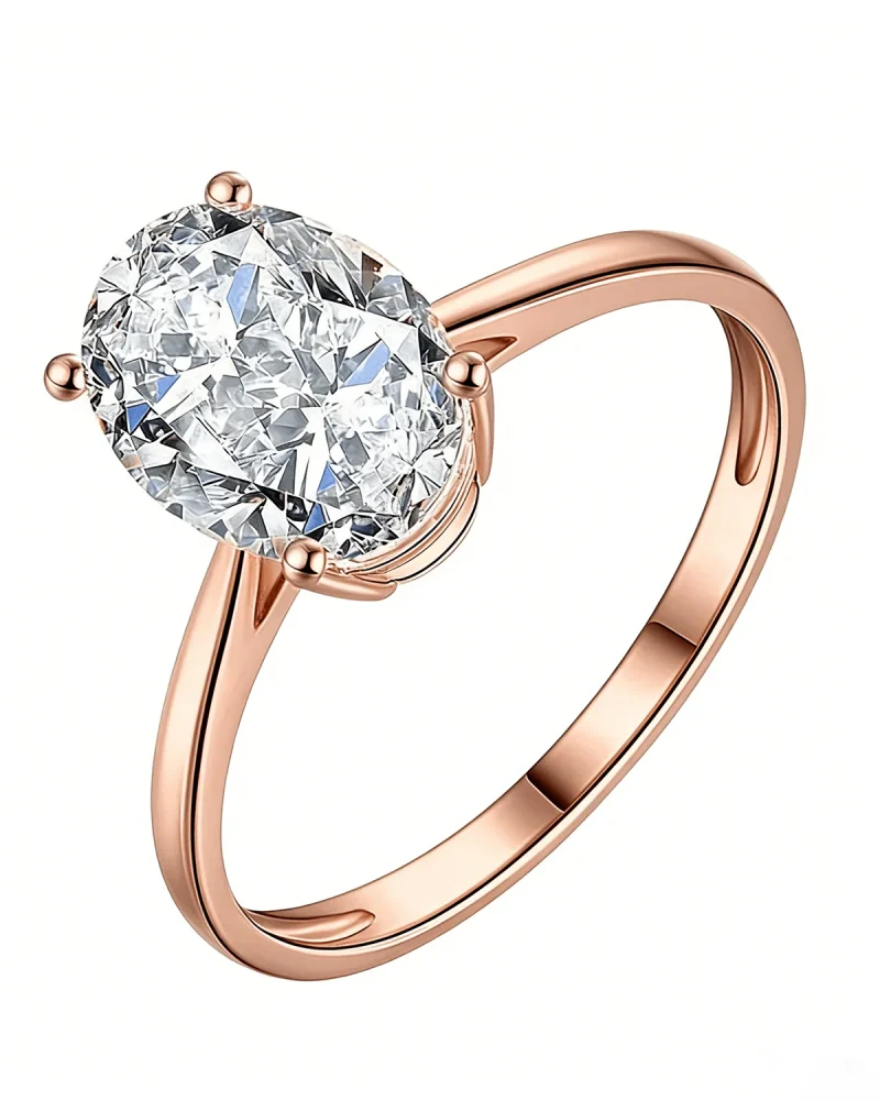 Oval Engagement Rings Rose Gold Solitaire Diamond Rings