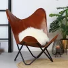 Classy Tan Leather Butterfly Chair Living Room 2