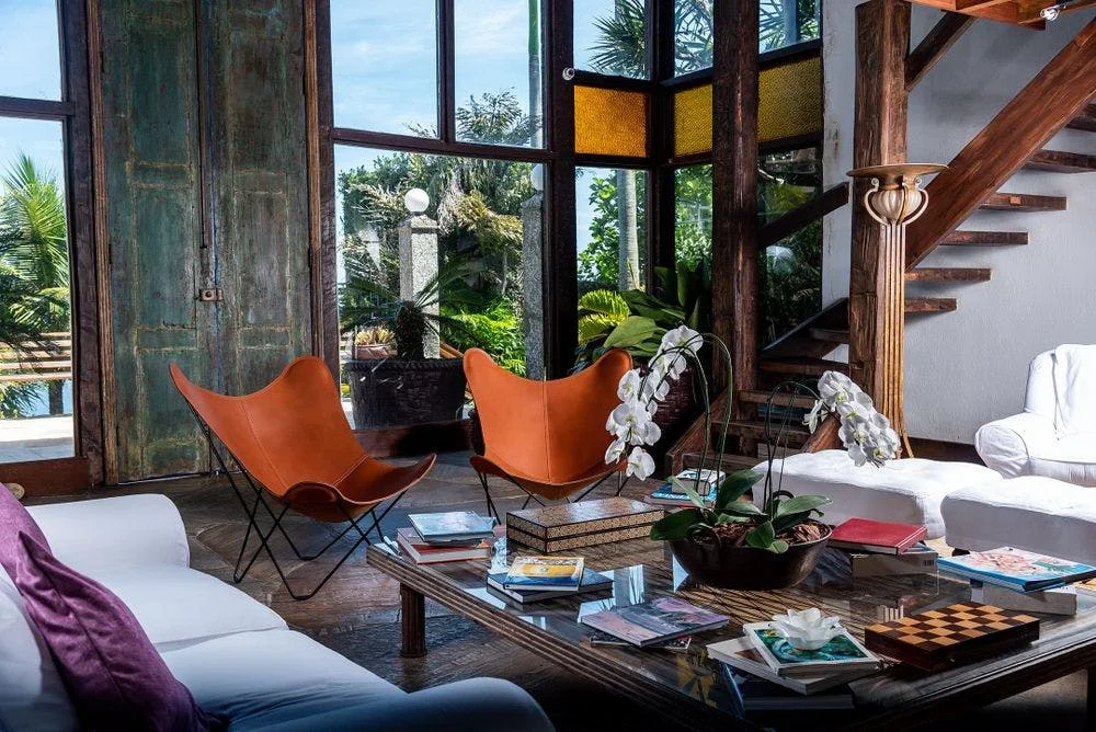 Classy Tan Leather Butterfly Chair Living Room 9