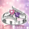 Personalized Name Birthstones Ring 925 Sterling Silver