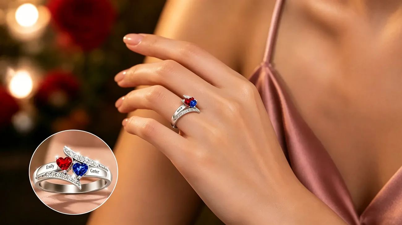 Personalized Name Birthstones Ring 925 3