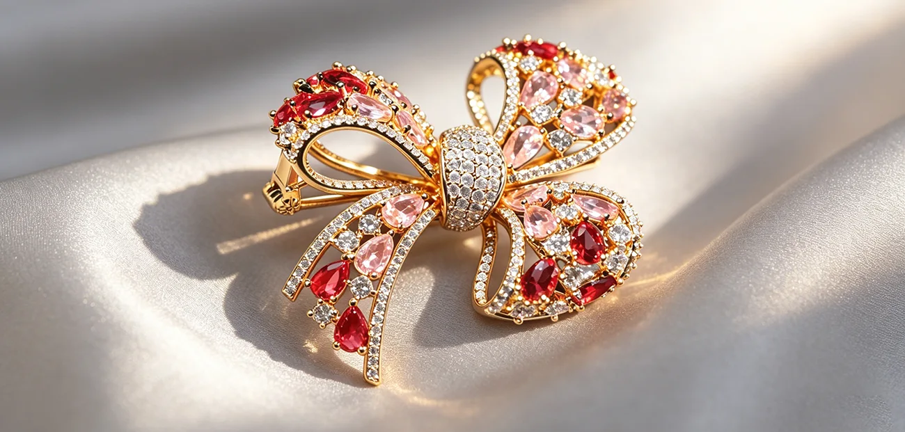 Rhinestone Bow Brooch 1 1