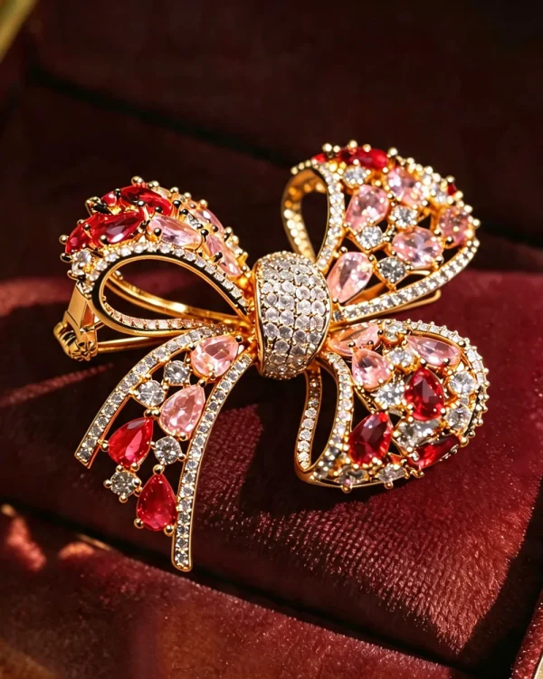 Rhinestone Bow Brooch Vintage Hollycraft Jewelry
