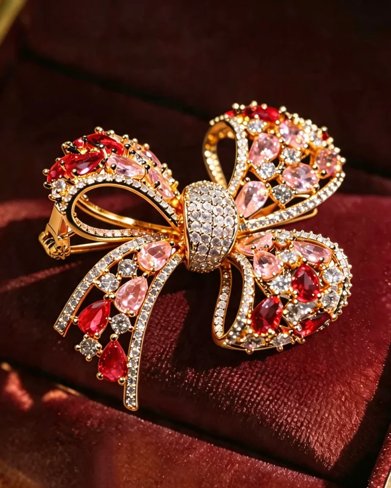 Rhinestone Bow Brooch Vintage Hollycraft Jewelry