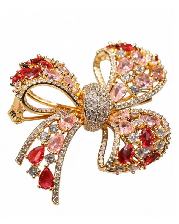 Rhinestone Bow Brooch 3