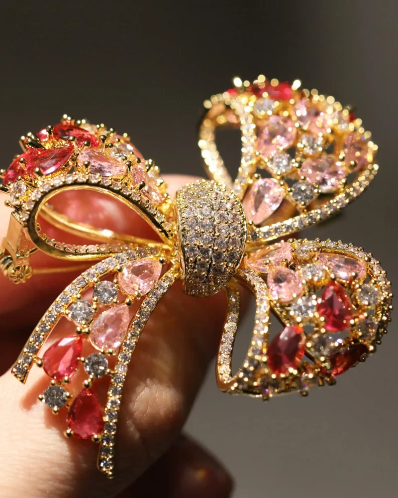 Rhinestone Bow Brooch 4
