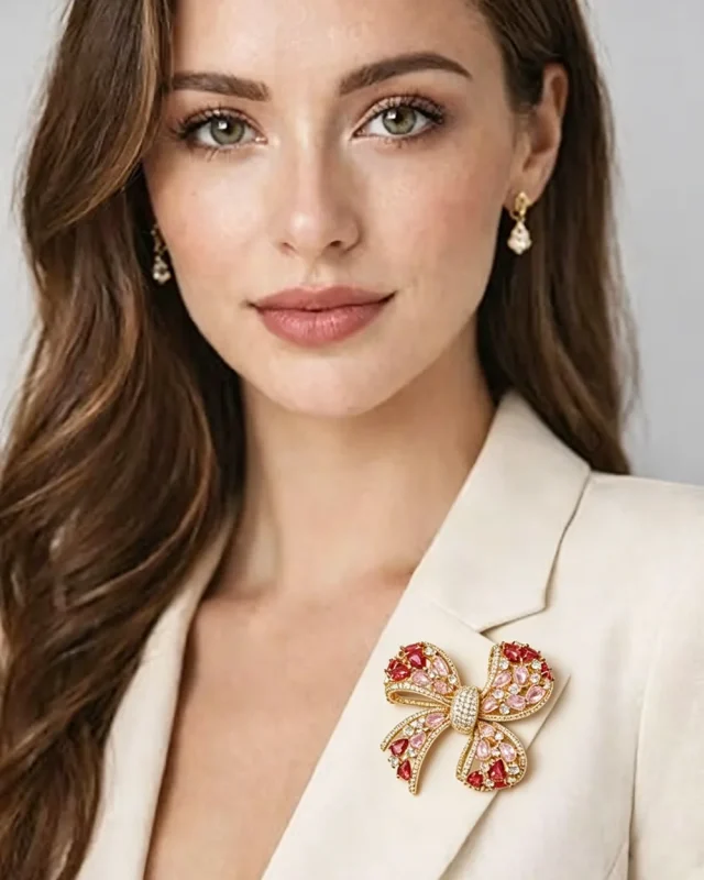 Rhinestone Bow Brooch 9