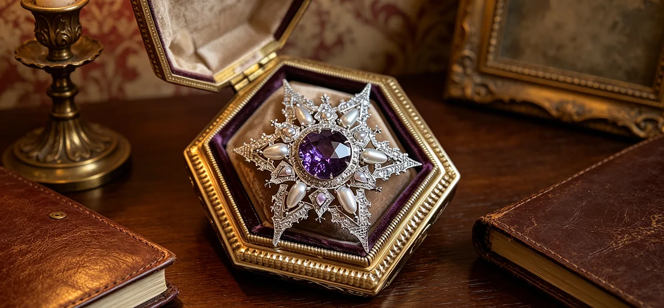 Twilight Starburst Pearl Brooch 3 1
