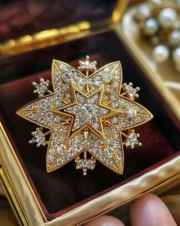 Alternative view of Twilight Starburst Pearl Brooch Antique Gemstone Style