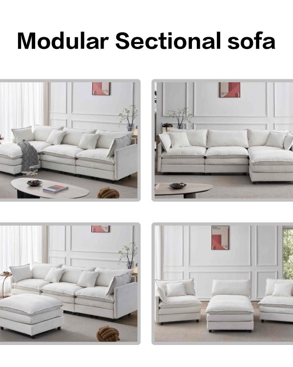 105 Oversized Modular Sectional sofa with Ottoman