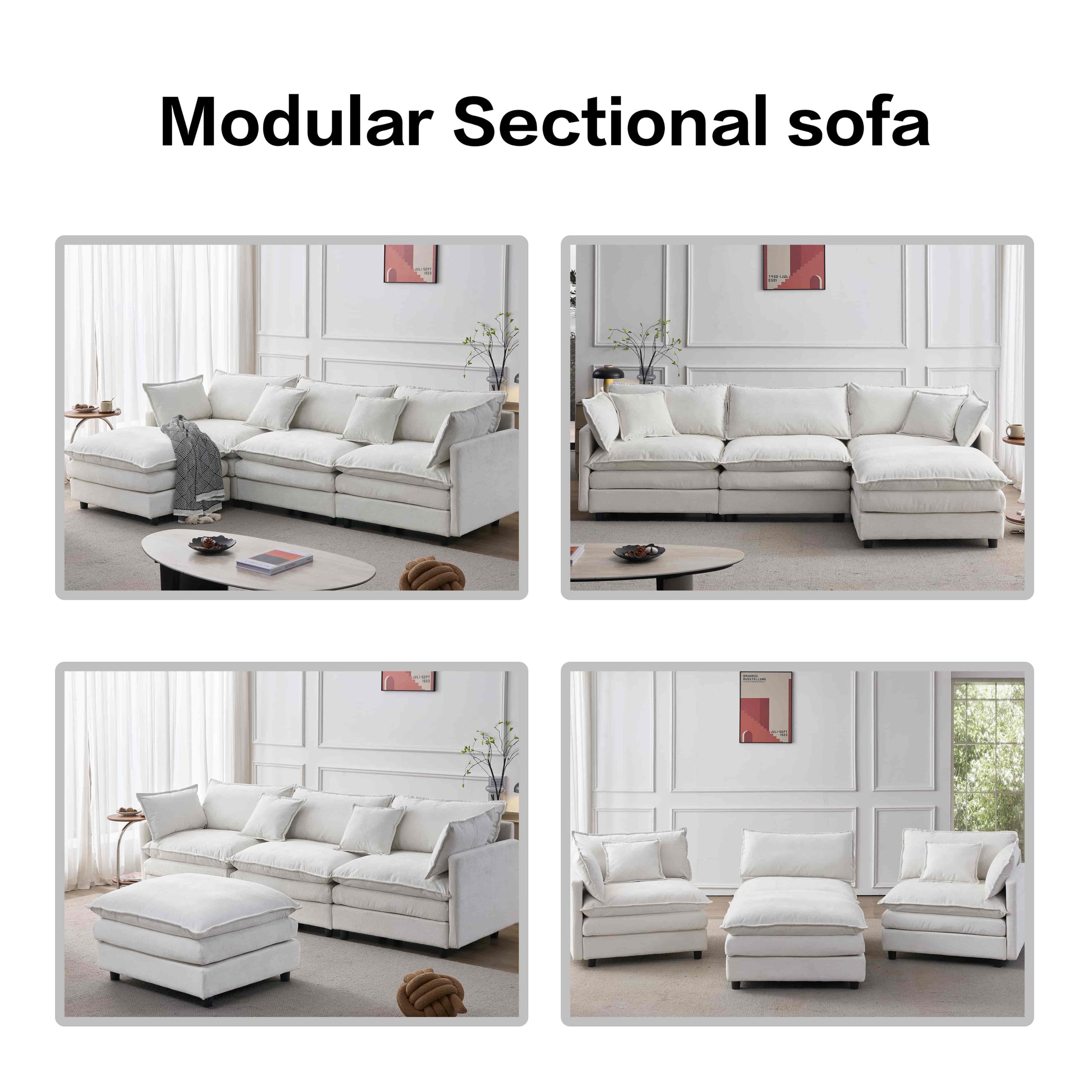 105" Oversized Modular Sectional Sofa with Ottoman - Image 3