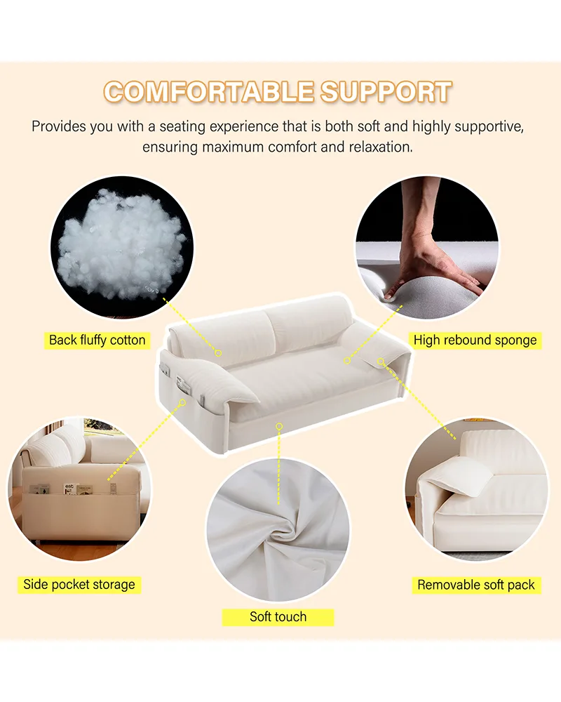 3-in-1 Convertible Sleeper Sofa Bed 66" Velvet Loveseat Bed - Image 5