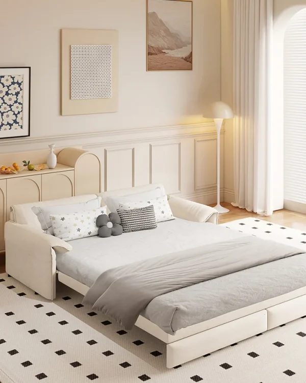 3-in-1 Convertible Sleeper Sofa Bed 66" Velvet Loveseat Bed