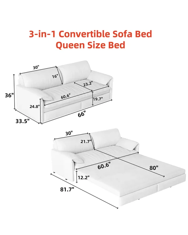 3 in 1 Convertible Sleeper Sofa Bed 9