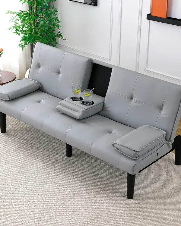Multi-functional 67" Foldable Sofa Bed With Cup Holder