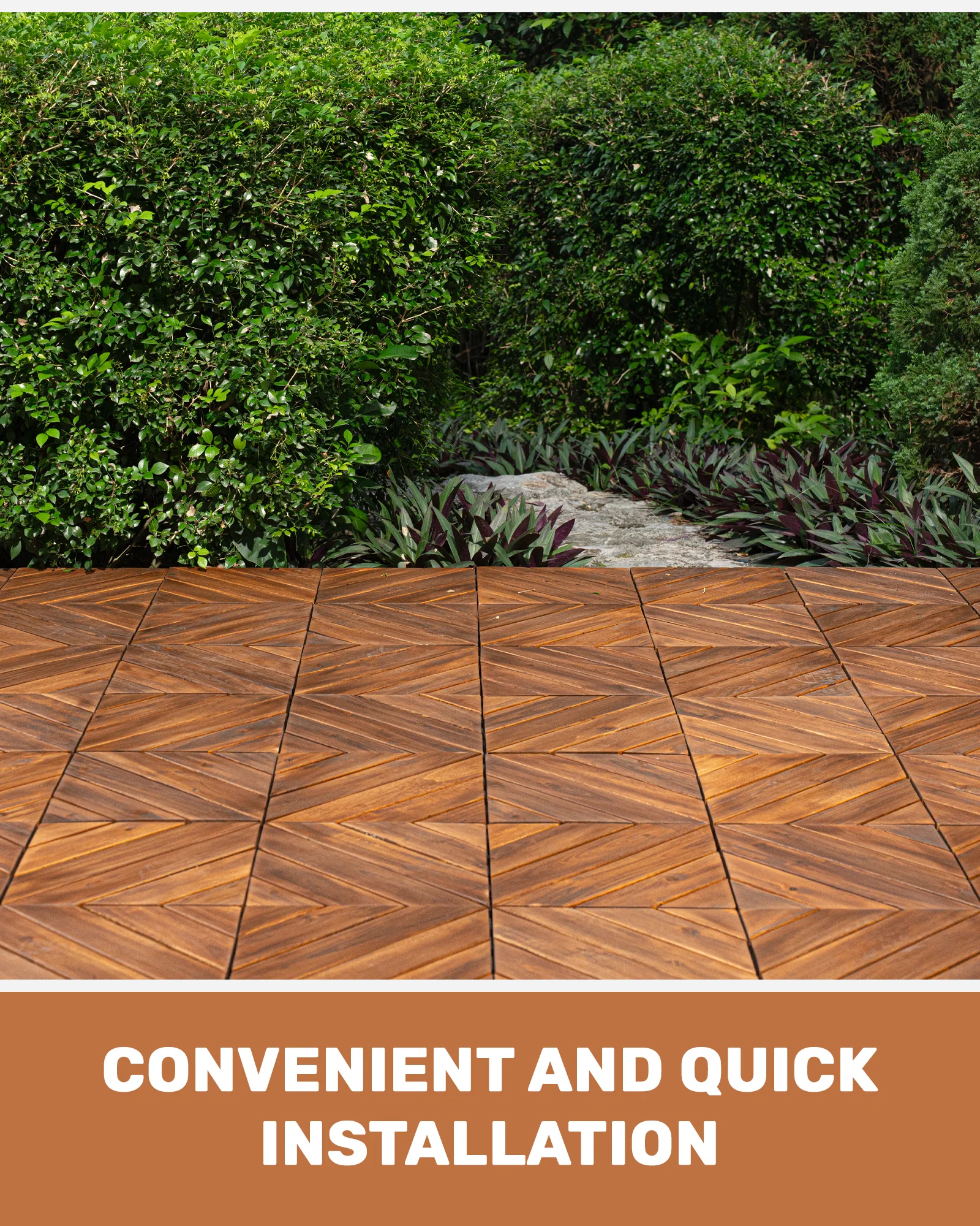 12" x 12" Acacia Wood Interlocking Deck Tiles For Patio - Image 6