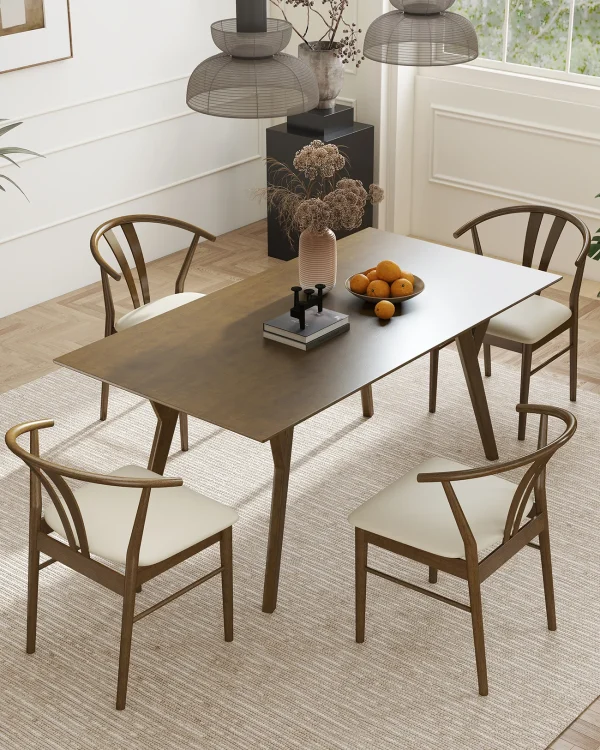 Alternative view of Walnut Wood Dining Table and Chairs Set of 4 for Kitchen