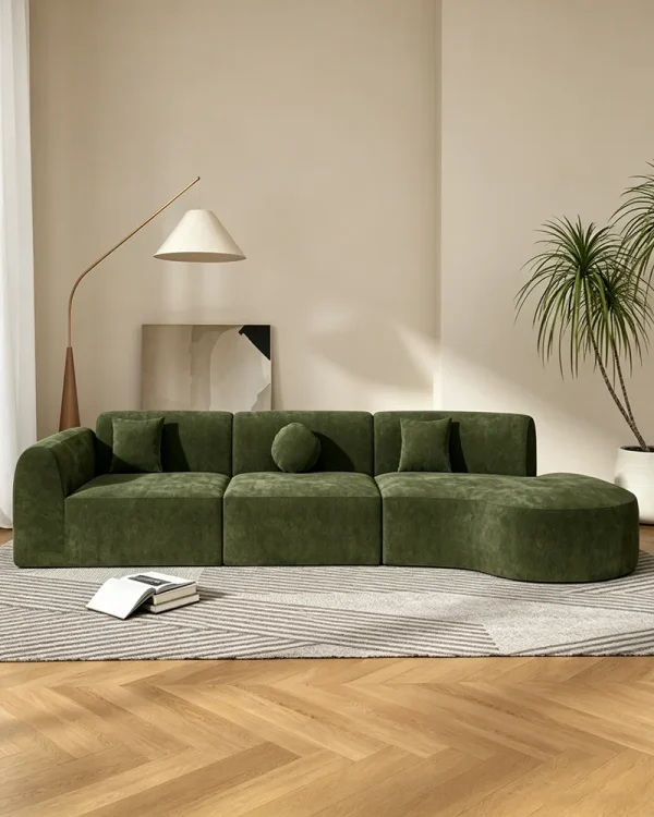 Alternative view of 140" Modern Minimalist Curved Sectional Sofa 3-Piece Set
