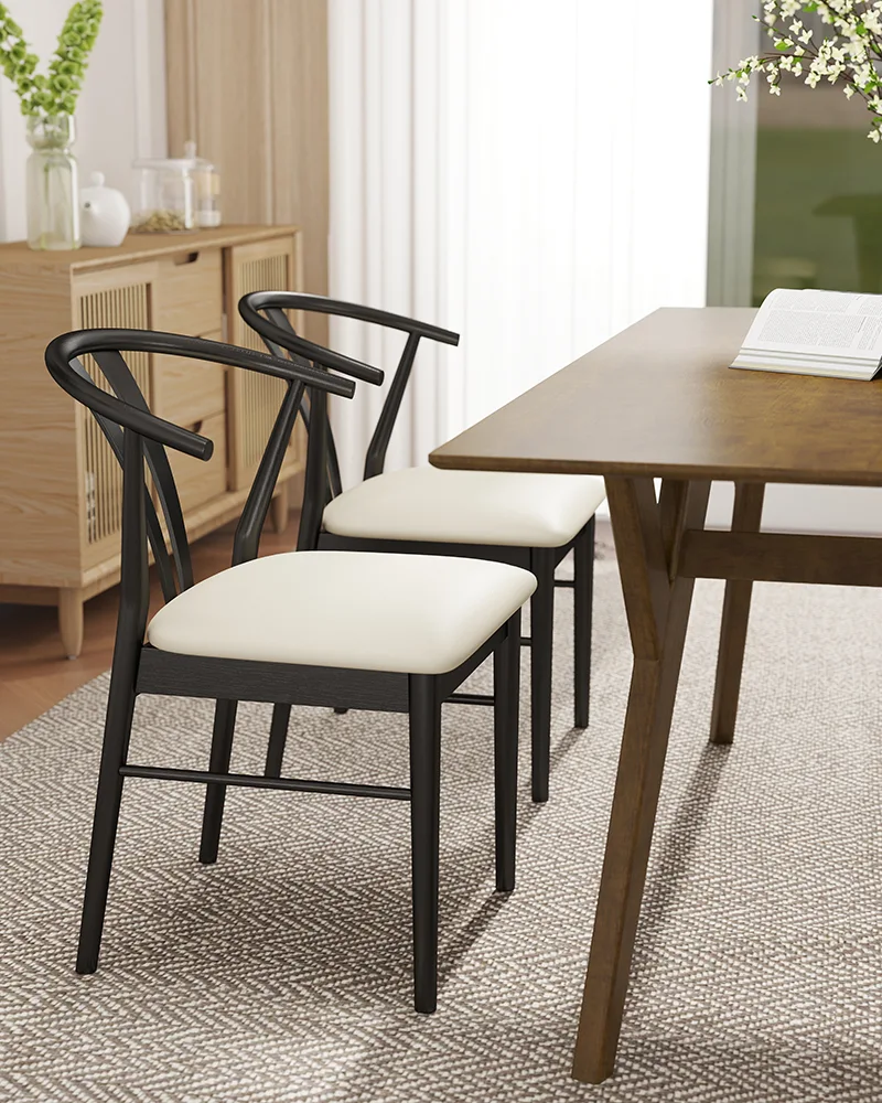 Walnut Wood Dining Table and Chairs Set of 4 for Kitchen - Image 4