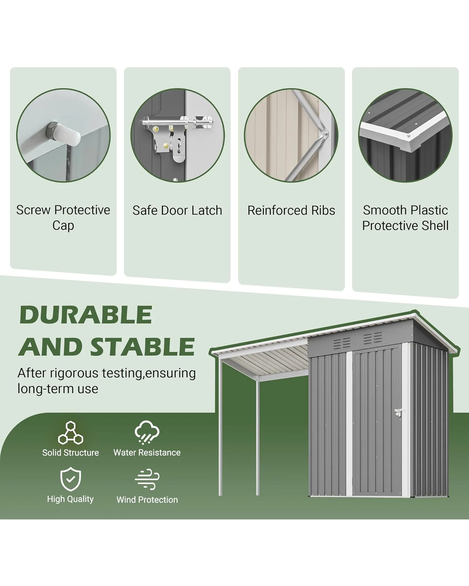 Heavy Duty Waterproof Storage Shed Garden House with Gazebo Porch - Image 5