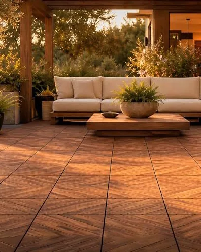 12" x 12" Acacia Wood Interlocking Deck Tiles For Patio - Image 3