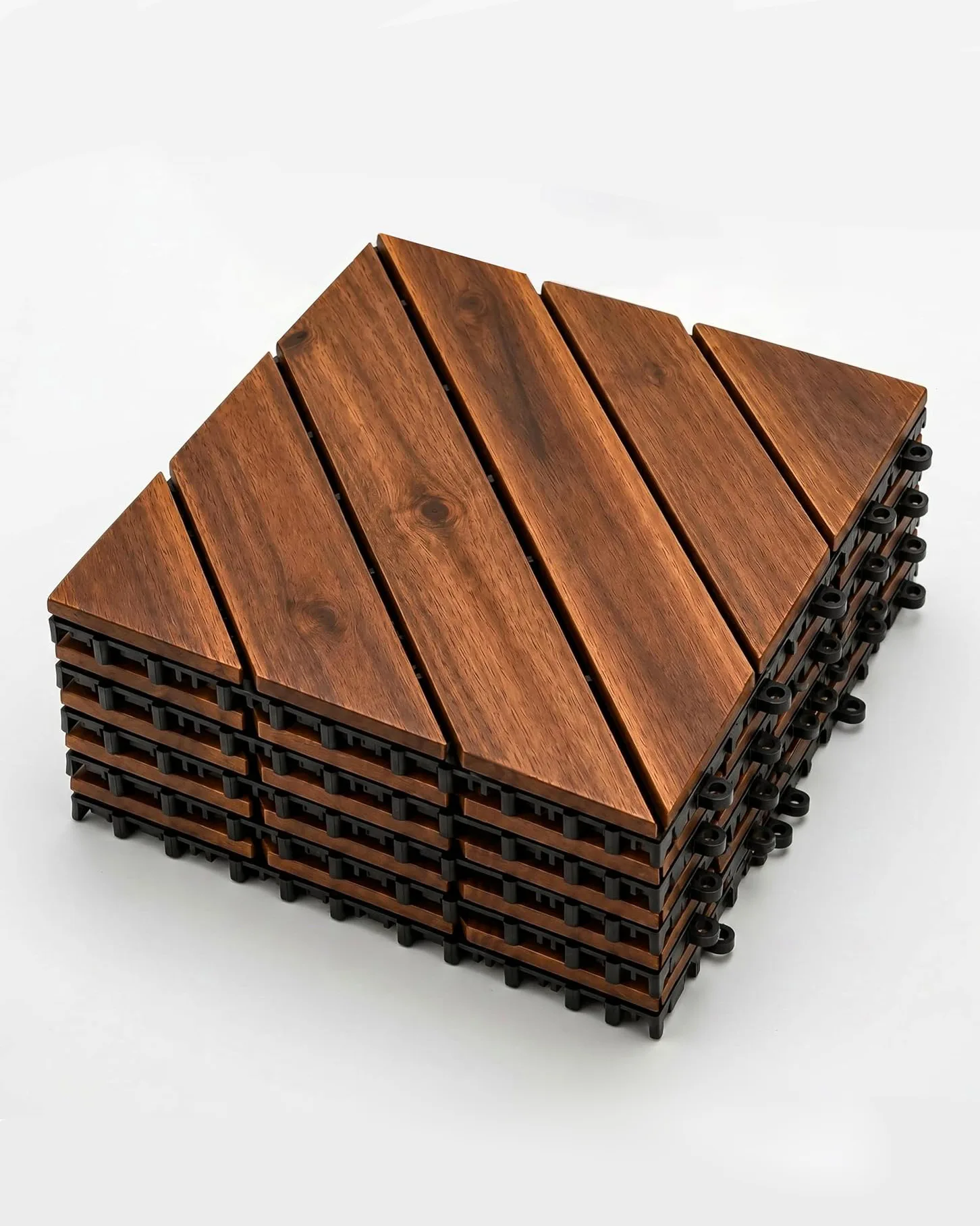 12" x 12" Acacia Wood Interlocking Deck Tiles For Patio