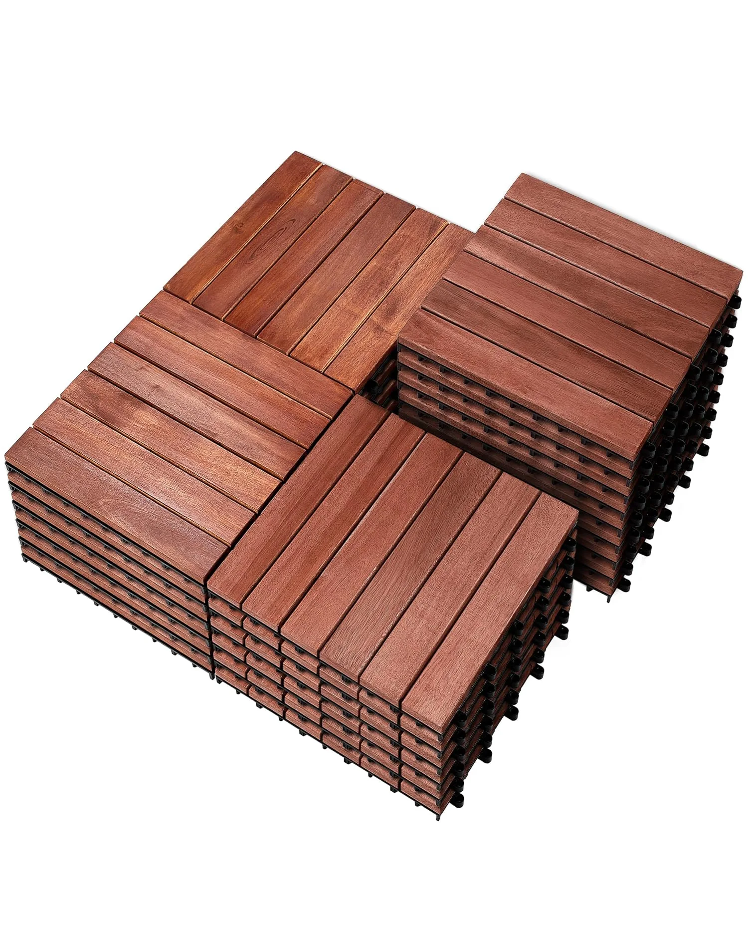 Outdoor Waterproof Interlocking Flooring Deck Tiles Acacia Wood