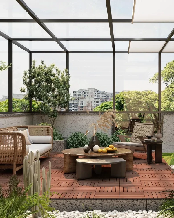 Alternative view of Outdoor Waterproof Interlocking Flooring Deck Tiles Acacia Wood
