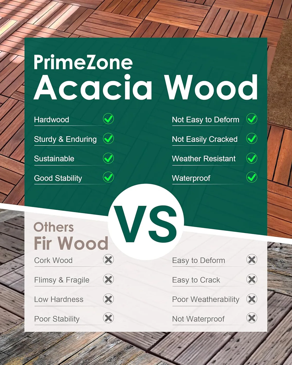 Outdoor Waterproof Interlocking Flooring Deck Tiles Acacia Wood - Image 4