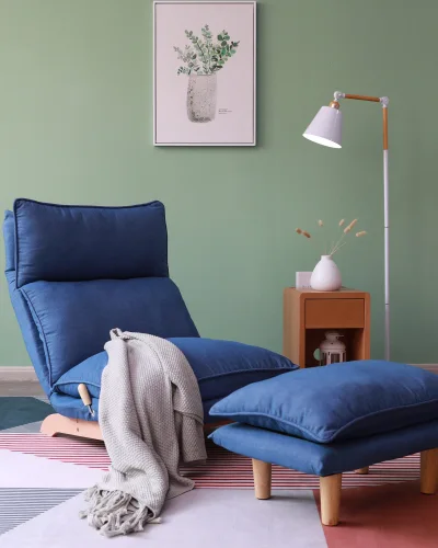 Alternative view of Lazy Reclining Accent Chair with Ottoman Adjustable Backrest