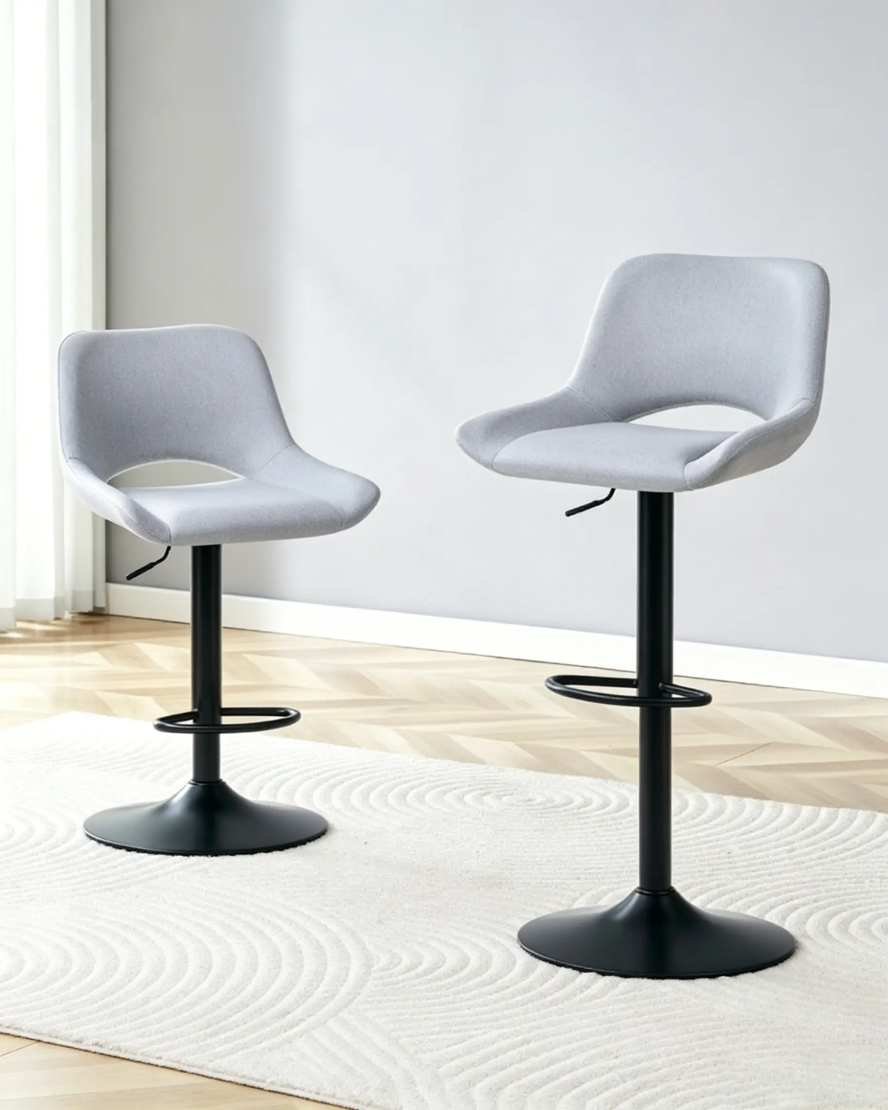 Swivel Leather Bar Stools 2 Pack Adjustable Chairs with Footrest - Image 3