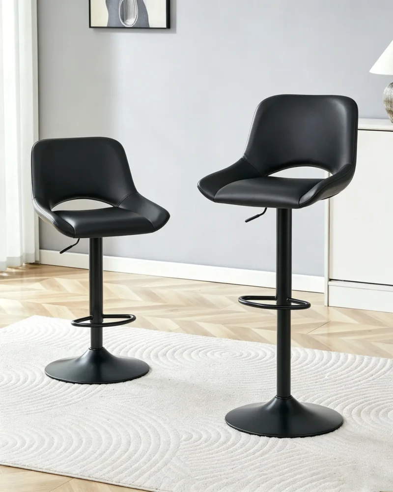 Swivel Leather Bar Stools 2 Pack Adjustable Chairs with Footrest