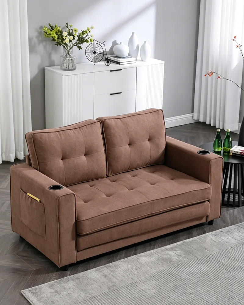 Foldable Loveseat Sofa bed with Pull Out Sleeper - Image 3
