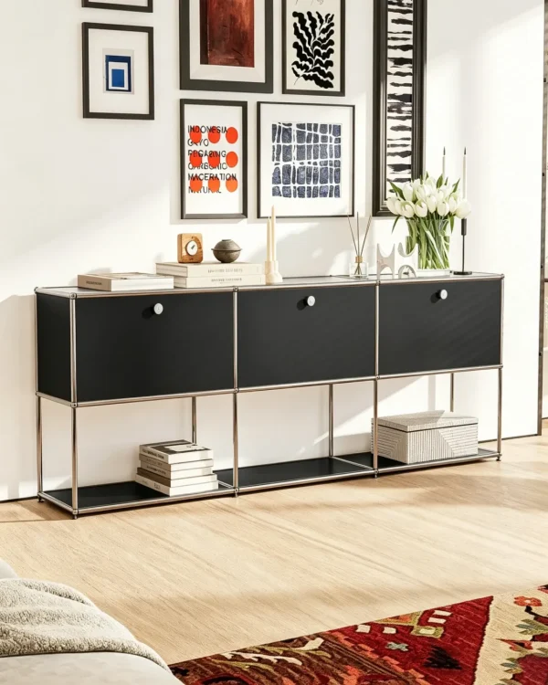 Minimalist Metal Frame Modular Storage Sideboard for Organizer