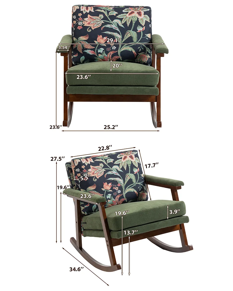 Mid Century Nursing Rocking Chair Wood Reading Armchair - Image 7