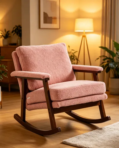 Mid Century Nursing Rocking Chair Wood Reading Armchair - Image 3
